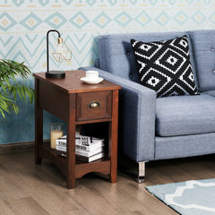 Contemporary Chairside End Table with Drawer and Open Shelf
