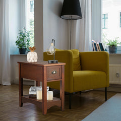 Contemporary Chairside End Table with Drawer and Open Shelf