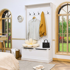 3-in-1 Hall Tree Coat Rack Shoe Bench with Hooks and Bottom Storage for Entryway