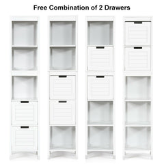 5-Tier Multifunctional Bathroom Floor Cabine Storage with 2 Drawers