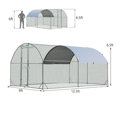 6.2 Feet/12.5 Feet/19 Feet Large Metal Chicken Coop Outdoor Galvanized Dome Cage with Cover