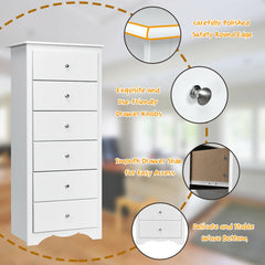 6 Drawers Chest Dresser Clothes Storage Bedroom Furniture Cabinet