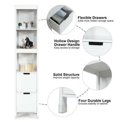 5-Tier Multifunctional Bathroom Floor Cabine Storage with 2 Drawers