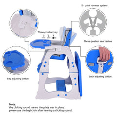 3-in-1 Infant Table and Chair Set Baby High Chair In Blue