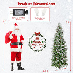 6/7.5/9 Feet Pre-Lit Artificial Christmas Tree Snow Flocked Hinged
