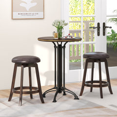 Set of 2 24/29 Inch Upholstered PU Leather Bar Stool with 360° Swivel Round Seat
