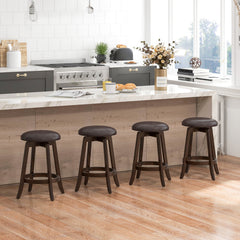 Set of 2 24/29 Inch Upholstered PU Leather Bar Stool with 360° Swivel Round Seat