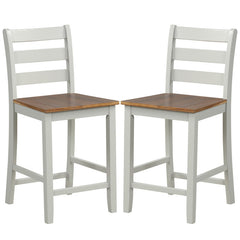 Set of 2 Counter Bar Stool with Inclined Backrest and Footrest