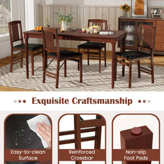 Set of 2 Foldable Upholstered Kitchen Chairs with Padded Seat