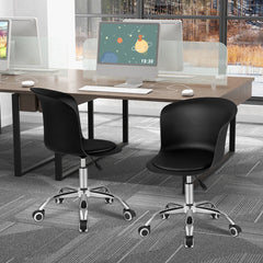 Set of 2 Adjustable Office Chair Swivel Desk Chair with PU Leather Seat