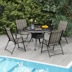 Set of 4 Patio Folding Chairs with Armrests and Portable Lawn Chairs for Garden Backyard