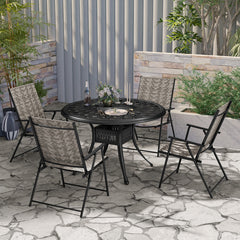 Set of 4 Patio Folding Chairs with Armrests and Portable Lawn Chairs for Garden Backyard