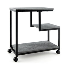 3-Tier Side Table with Open Shelf and Wheels for Living Room and Bedroom