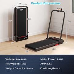3 in 1 Folding Treadmill with Remote Control and LED Display