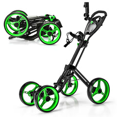 4 Wheel Golf Push Cart with Brake Scoreboard Adjustable Handle