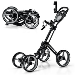 4 Wheel Golf Push Cart with Brake Scoreboard Adjustable Handle