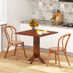 Square Dining Table with Pedestal Base and Rubber Wood Frame