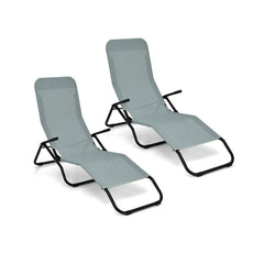 2 Pieces Stackable Portable Patio Chaise Lounger with Rocking Design