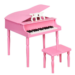 30-Key Wood Toy Kids Grand Piano with Bench and Music Rack