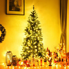 Pre-Lit Artificial Half National Christmas Tree with 8 Flash Modes