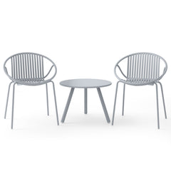 All Weather PP Patio Conversation Set with Round Coffee table and 2 Chairs