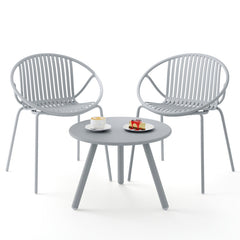 All Weather PP Patio Conversation Set with Round Coffee table and 2 Chairs