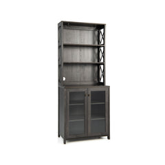 Tall Freestanding Buffet Hutch with Glass Holder and Adjustable Shelves