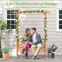 6.5 FT Tall Patio Garden Arbor with Pergola and 2-Seat Bench for Garden Backyard Decoration