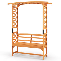 6.5 FT Tall Patio Garden Arbor with Pergola and 2-Seat Bench for Garden Backyard Decoration