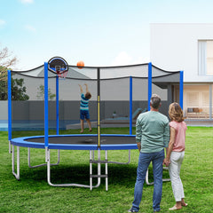12/14/15/16 Feet Outdoor Recreational Trampoline with Enclosure Net