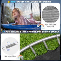 12/14/15/16 Feet Outdoor Recreational Trampoline with Enclosure Net