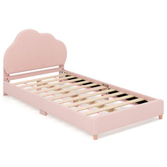 Twin Bed Frame with Height-Adjustable Headboard and Sturdy Wooden Slats