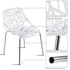 Set of 6 Accent Armless Modern Dining Chairs with Plastic Feet Pads