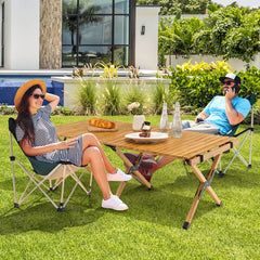 Portable Bamboo Picnic Table with Carry Bag for Camping and BBQ