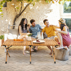 Portable Bamboo Picnic Table with Carry Bag for Camping and BBQ