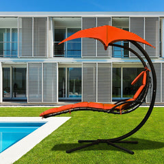 Hanging Chaise Lounger with Stand and Pillow for Outdoor
