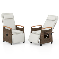 Patio Wicker Recliner Chair with Adjustable Backrest and Footrest