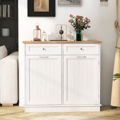Kitchen Tilt Out Trash Cabinet with 2 Drawers and Adjustable Shelf