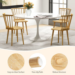 Windsor Dining Chairs Set of 2 Rubber Wood Kitchen Chairs with Spindle Back